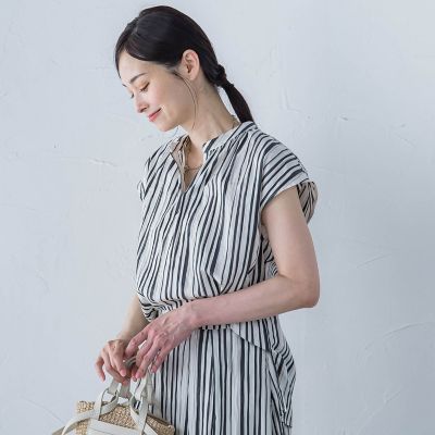 ＜LAUTREAMONT (Women)＞ワッシャーストライプブラウス≪手洗い可能≫