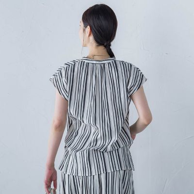 ワッシャーストライプブラウス≪手洗い可能≫