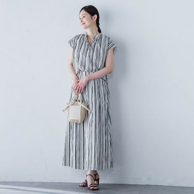 ワッシャーストライプブラウス≪手洗い可能≫