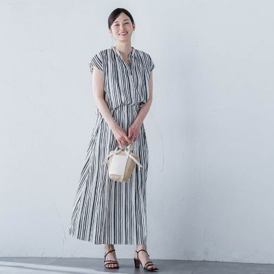 ワッシャーストライプブラウス≪手洗い可能≫