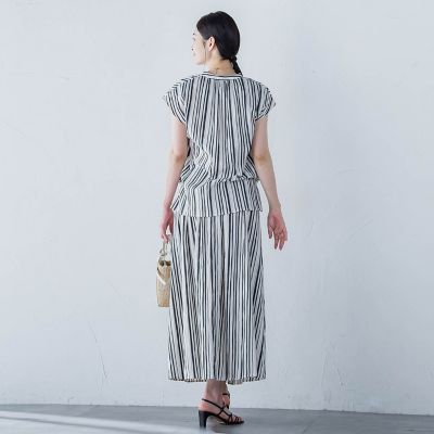 ワッシャーストライプブラウス≪手洗い可能≫