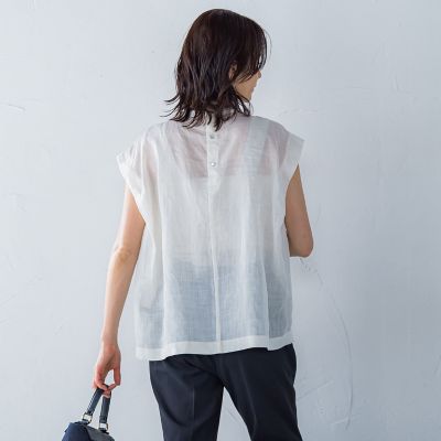 シアーリネンピンタックブラウス