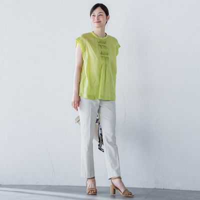 シアーリネンピンタックブラウス