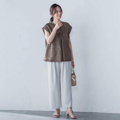 シアーリネンピンタックブラウス