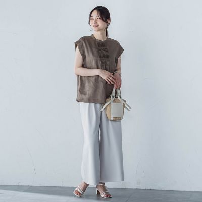 シアーリネンピンタックブラウス