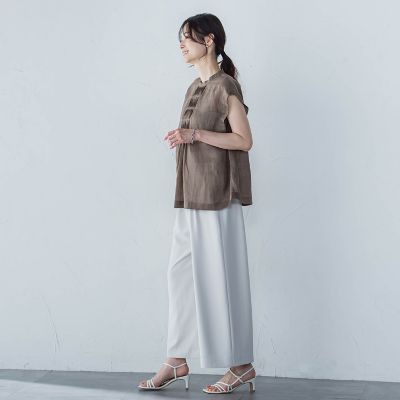 シアーリネンピンタックブラウス