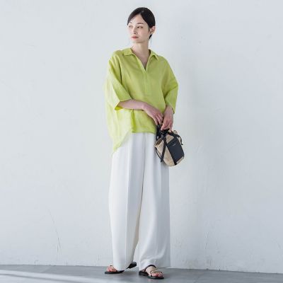 シアーリネンＶネックブラウス≪手洗い可能≫