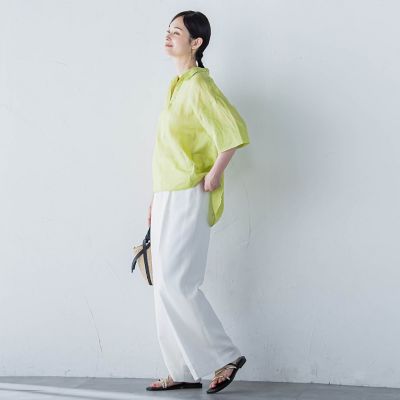 シアーリネンＶネックブラウス≪手洗い可能≫