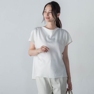 LAUTREAMONT (Women)/ロートレアモン ドレープネックサテンブラウス&#8810;手洗い可能&#8811; 02オフホワイト トップス【三越伊勢丹/公式】