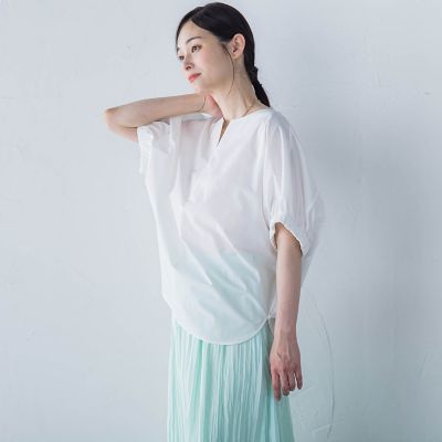 【晴れ軽】撥水ＵＶキーネックブラウス≪ＵＶ／接触冷感／撥水性／洗濯機で洗える≫