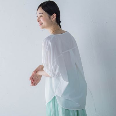 【晴れ軽】撥水ＵＶキーネックブラウス≪ＵＶ／接触冷感／撥水性／洗濯機で洗える≫