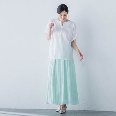 【晴れ軽】撥水ＵＶキーネックブラウス≪ＵＶ／接触冷感／撥水性／洗濯機で洗える≫