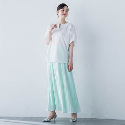 【晴れ軽】撥水ＵＶキーネックブラウス≪ＵＶ／接触冷感／撥水性／洗濯機で洗える≫