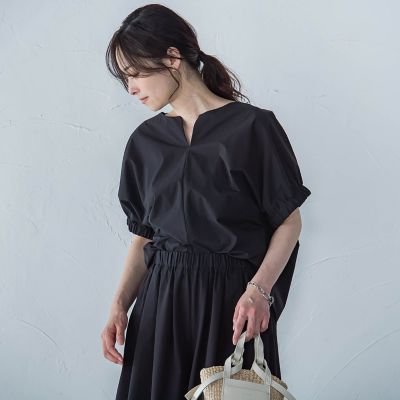 【晴れ軽】撥水ＵＶキーネックブラウス≪ＵＶ／接触冷感／撥水性／洗濯機で洗える≫