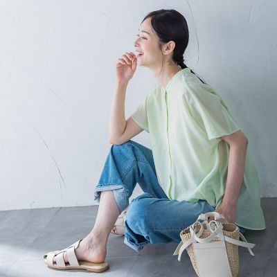 ＜LAUTREAMONT (Women)＞シアードロストフレンチスリーブシャツ≪洗濯機で洗える≫