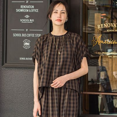 ＜LAUTREAMONT (Women)＞ギンガムチェック　ブラウス≪セットアップ対応／手洗い可能≫