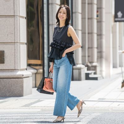 フリルギャザーノースリーブブラウス≪洗濯機で洗える≫