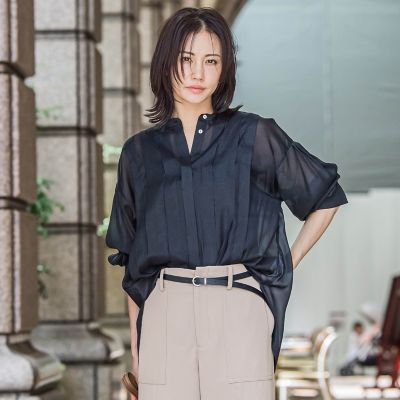 【美品】 ロートレアモン 長袖シャツ ピンタックブラウス ブラック 38 洗える 美品】 ロートレアモン 長袖シャツ ピンタックブラウス ブラック