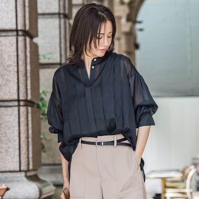 LAUTREAMONT / ロートレアモン 【WEB限定】シアードビーストライプタックブラウス ≪手洗い可能≫ WEB限定】シアードビーストライプタックブラウス ≪手洗い可能