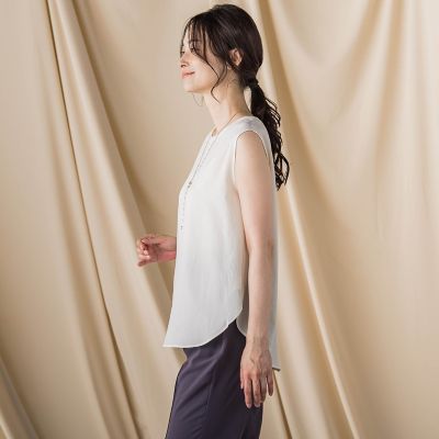 ノースリーブレイヤードブラウス≪洗濯機で洗える・吸水速乾・接触冷感