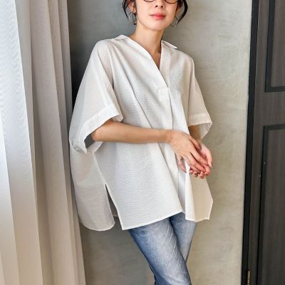 LAUTREAMONT / ロートレアモン 【WEB限定】ワンダーウェーブクロスシャツブラウス ≪手洗い可能≫ WEB限定】ワンダーウェーブクロスシャツブラウス ≪手洗い可能
