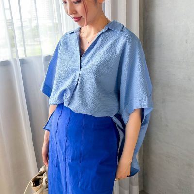 LAUTREAMONT / ロートレアモン 【WEB限定】ワンダーウェーブクロスシャツブラウス ≪手洗い可能≫ WEB限定】ワンダーウェーブクロスシャツブラウス ≪手洗い可能