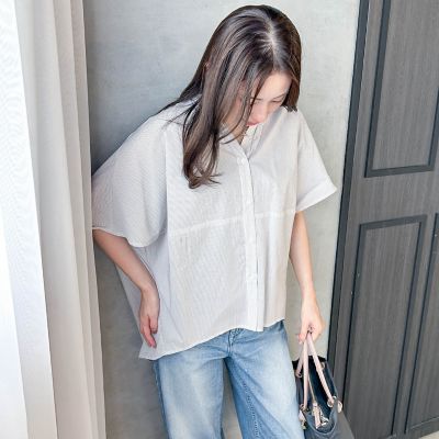 【SALE】LAUTREAMONT (Women)/ロートレアモン キュプラ混ストライプバンドカラーブラウス &#8810;手洗いOK&#8811; 22アイボリー トップス【三越伊勢丹/公式】