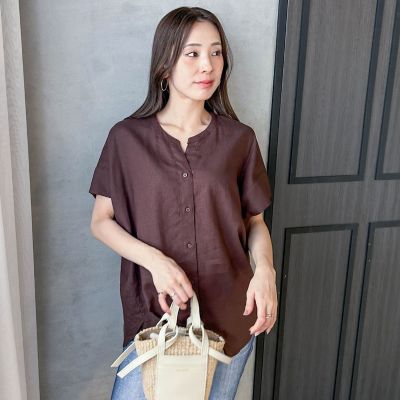 【SALE】LAUTREAMONT (Women)/ロートレアモン レーヨンリネンポプリンVネックブラウス 10ブラウン トップス【三越伊勢丹/公式】