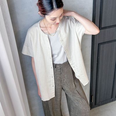 ＜LAUTREAMONT (Women)＞【ＷＥＢ限定】レーヨンリネンポプリンＶネックブラウス
