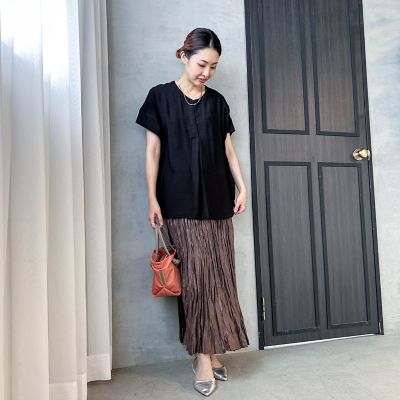 【ＷＥＢ限定】スラブクロスＶネックブラウス　≪手洗い可能≫
