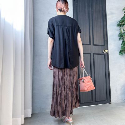 【ＷＥＢ限定】スラブクロスＶネックブラウス　≪手洗い可能≫
