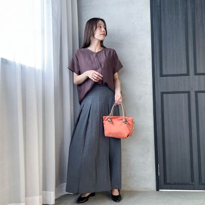 【ＷＥＢ限定】スラブクロスＶネックブラウス　≪手洗い可能≫