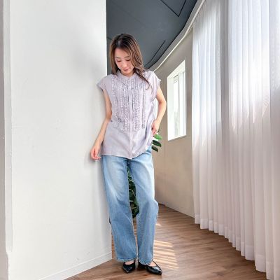 WEB限定】ノースリーブフロントフリルブラウス≪手洗い可能