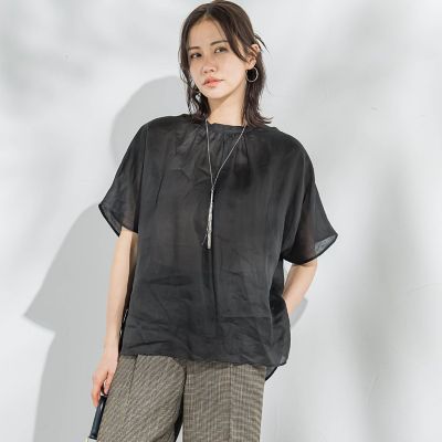 【SALE】LAUTREAMONT (Women)/ロートレアモン ラミーギャザーブラウス&#8810;洗濯機で洗える&#8811; 04ブラック トップス【三越伊勢丹/公式】