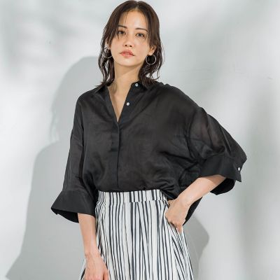 【SALE】LAUTREAMONT (Women)/ロートレアモン ラミーシャツブラウス&#8810;洗濯機で洗える&#8811; 04ブラック トップス【三越伊勢丹/公式】