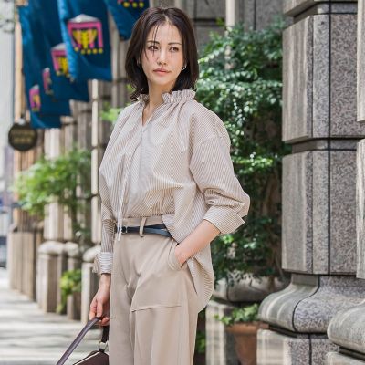 T64 美品 M エイココンドウ シアー フリル 可愛い シャツ レディース 後染めボイルシアーフリルブラウス≪洗濯機で洗える≫ | LAUTREAMONT