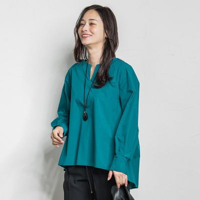 LAUTREAMONT (Women)/ロートレアモン キーネックエアリータックブラウス &#8810;接触冷感/洗濯機で洗える&#8811; 09グリーン トップス【三越伊勢丹/公式】