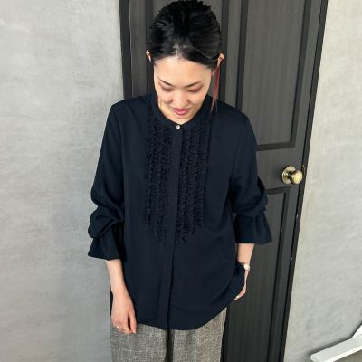 【 perfume着用】PRADA　フリルジョーゼットブラウス【新品未使用】 perfume着用】PRADA フリルジョーゼットブラウス【新品未使用】