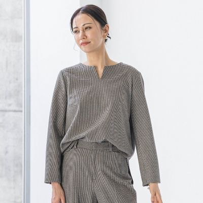 LAUTREAMONT (Women)/ロートレアモン 両面起毛キーネックブラウス 30チェック(ブラウン) トップス【三越伊勢丹/公式】