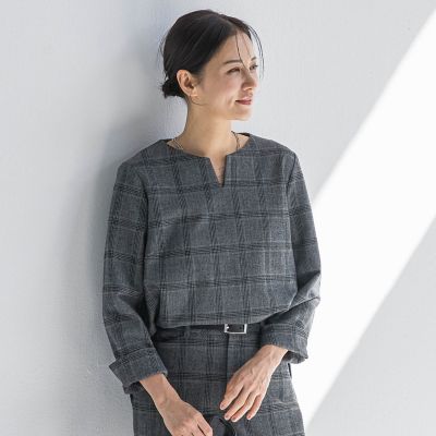 LAUTREAMONT (Women)/ロートレアモン 両面起毛キーネックブラウス 40チェック(グレー) トップス【三越伊勢丹/公式】