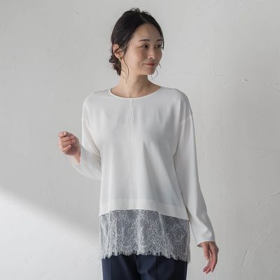 ＜LAUTREAMONT (Women)＞裾レースジョーゼットブラウス