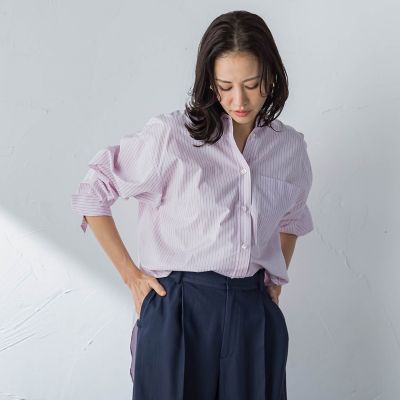 コットンポプリン2WAYストライプシャツ | LAUTREAMONT (Women