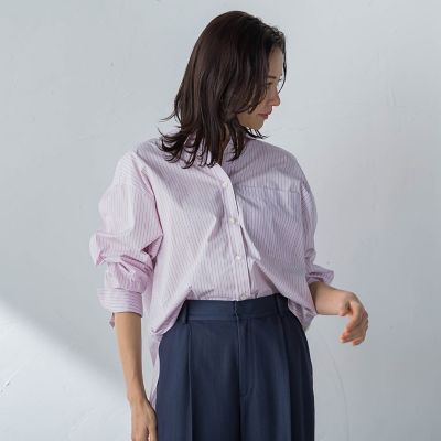 コットンポプリン2WAYストライプシャツ | LAUTREAMONT (Women