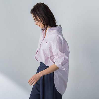 コットンポプリン2WAYストライプシャツ | LAUTREAMONT (Women