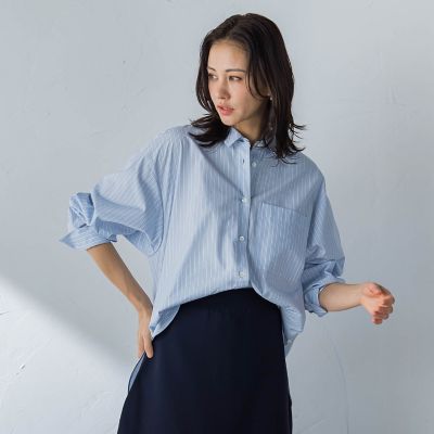 コットンポプリン2WAYストライプシャツ | LAUTREAMONT (Women