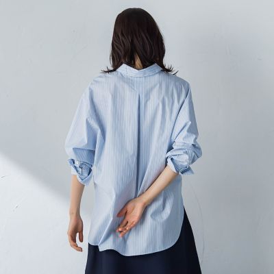 ＜LAUTREAMONT (Women)＞コットンポプリン２ＷＡＹストライプシャツ