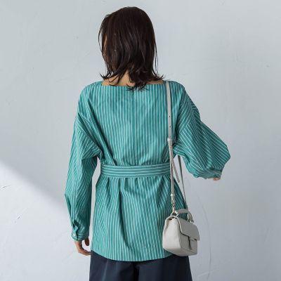 ボートネックコットンポプリンストライプブラウス | LAUTREAMONT