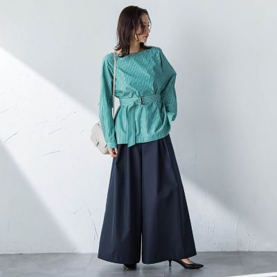 ボートネックコットンポプリンストライプブラウス | LAUTREAMONT