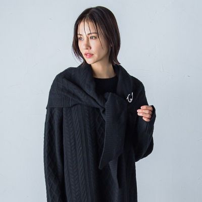【カタログ掲載】ケーブル編みニットストール≪手洗い可能≫