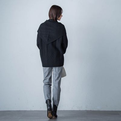 【カタログ掲載】ケーブル編みニットストール≪手洗い可能≫